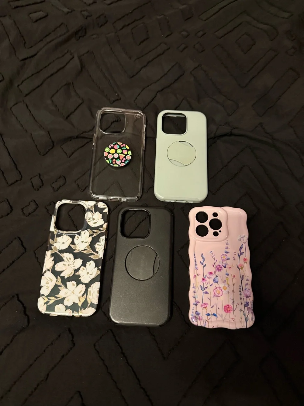 Assorted Pink, Black, Mint, Floral Phone Cases with PopGrip Compatible Ring